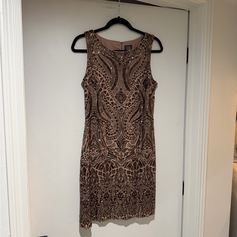 Vince Camuto Brown Sequin Mini Dress - Size 8